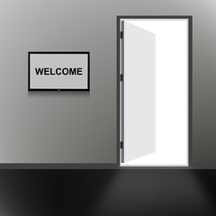 Open Door with welcome text