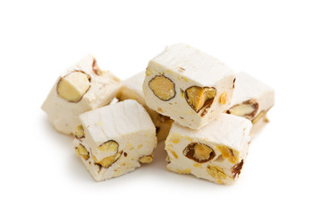 white nougat with almonds