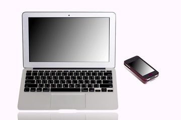 laptop computer and mobile phone, Mirror monitor
