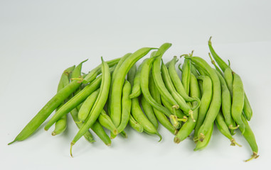A group of fresh green beans