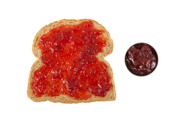 Slice of brown bread with jam