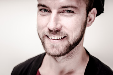 Fototapeta premium portrait closeup of hipster modern stylish blonde man