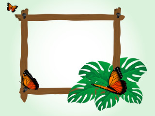 Wooden frame with butterflies