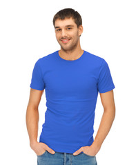 Obraz premium handsome man in blue shirt