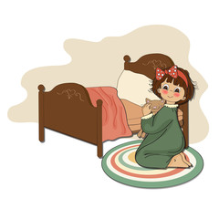 little girl is preparing for sleep