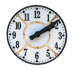 Antique clock isolated on white