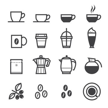 Coffee icons and Coffee Shop with White Background