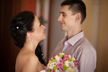 Beautiful bride and groom at wedding day