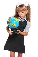 Little girl with globe