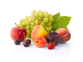 Various fruits isolated on the white background