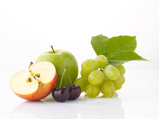 Various fruits isolated on the white background