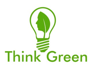 Think green and bulb with leaf