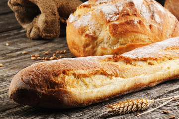 Freshly baked traditional French bread - 53072129