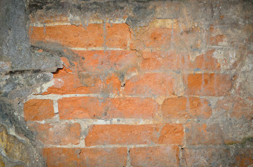 Background texture of an old wall with red bricks