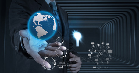 businessman working with new modern computer show social network