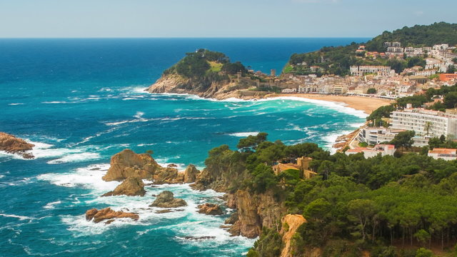 View over Tossa de Mar town on Costa Brava, Spain
