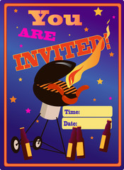 Invitation to a barbecue party template