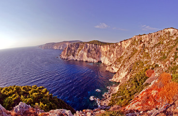 coast with cliff in Zakynthos island, Greece
