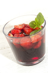 strawberry juice with fruit and mint