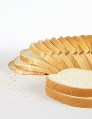 Bread cut on white background