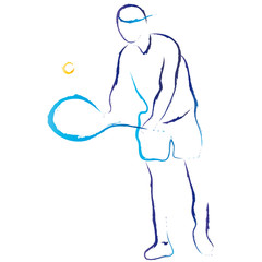 Tennisspieler - Mann spielt Tennis, Sport in der Freizeit betreiben und fit bleiben