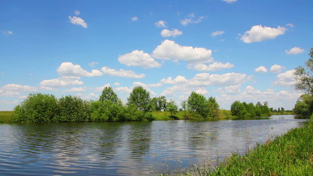 landscape with clouds over lake