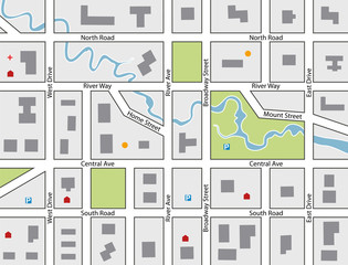 vector road map of a town