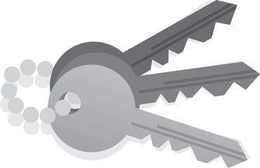 Keys isolated on a keychain