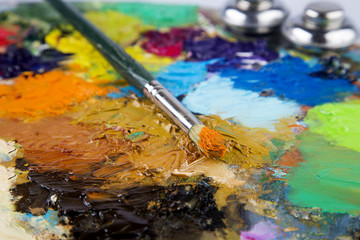 Obraz premium oil drawing board with pen