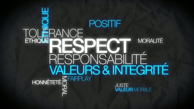 Respect tolérance valeurs nuage de mots animation
