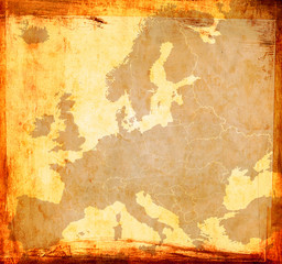 Europe map on grunge paper