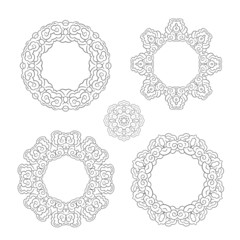 set of round ornament frames