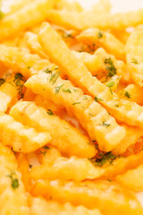 Golden French fries potatoes