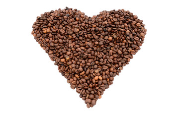 The heart symbol made from coffee beans