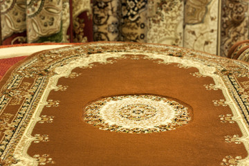 Colorful carpets in the store