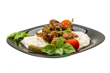 Rice noodles with pork and herbs