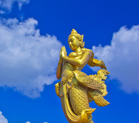 Fototapeta premium Kinnara statue; Mythical female bird with a human head