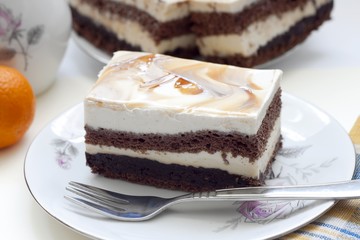 Tasty chocolate and cappucino cake
