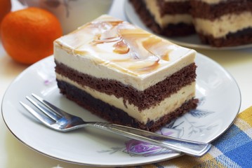 Tasty chocolate and cappucino cake