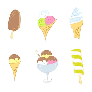 A set of assorted ice cream