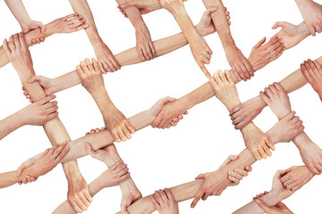arms and hands forming a net