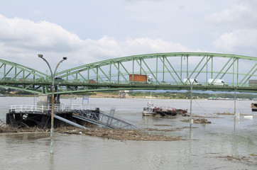 Danube River Flood in Town of Komarom, Hungary, 5th june 2013