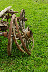 old wooden wheel spokes,