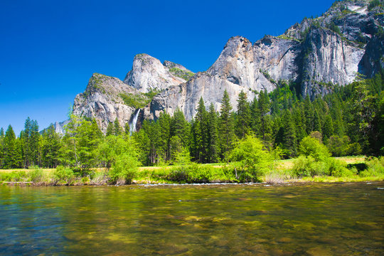 Bridal Veil Falls in Yosemite National Park,California - Powered by Adobe