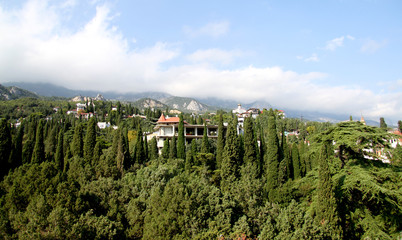 Fototapeta premium View of the mountains in Crimea in Simeiz