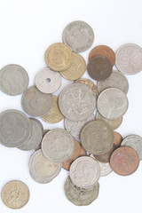 Coins shot on a white background