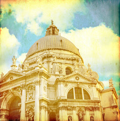 Fototapeta premium Vintage image of Santa Maria Della Salute Church - Venice Italy