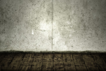 Concrete crack wall and brown floor