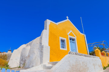 Greece Santorini island in Cyclades, traditional view of white w © korpithas