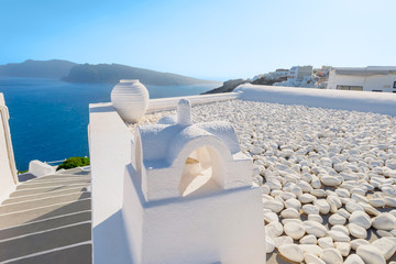 Greece Santorini island in Cyclades, traditional white washed vi © korpithas